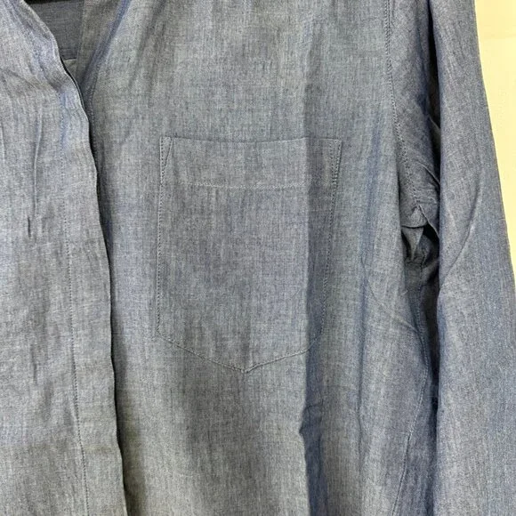 Ann Taylor Blue Chambray Denim Long Sleeve Button Down Shirt - Size Small - Picture 2 of 7